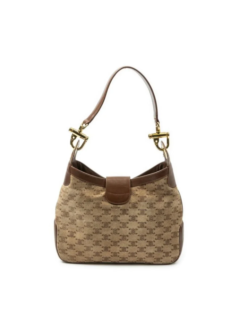 Celine Turnlock Hobo Brown Macadam Suede